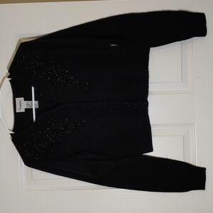 Vintage Sycamore Beaded Button Up Black Sweater Size S